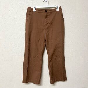 Pact Organic Cotton Wide Leg Crop Ankle Chino Pull On Pants Brown Size L